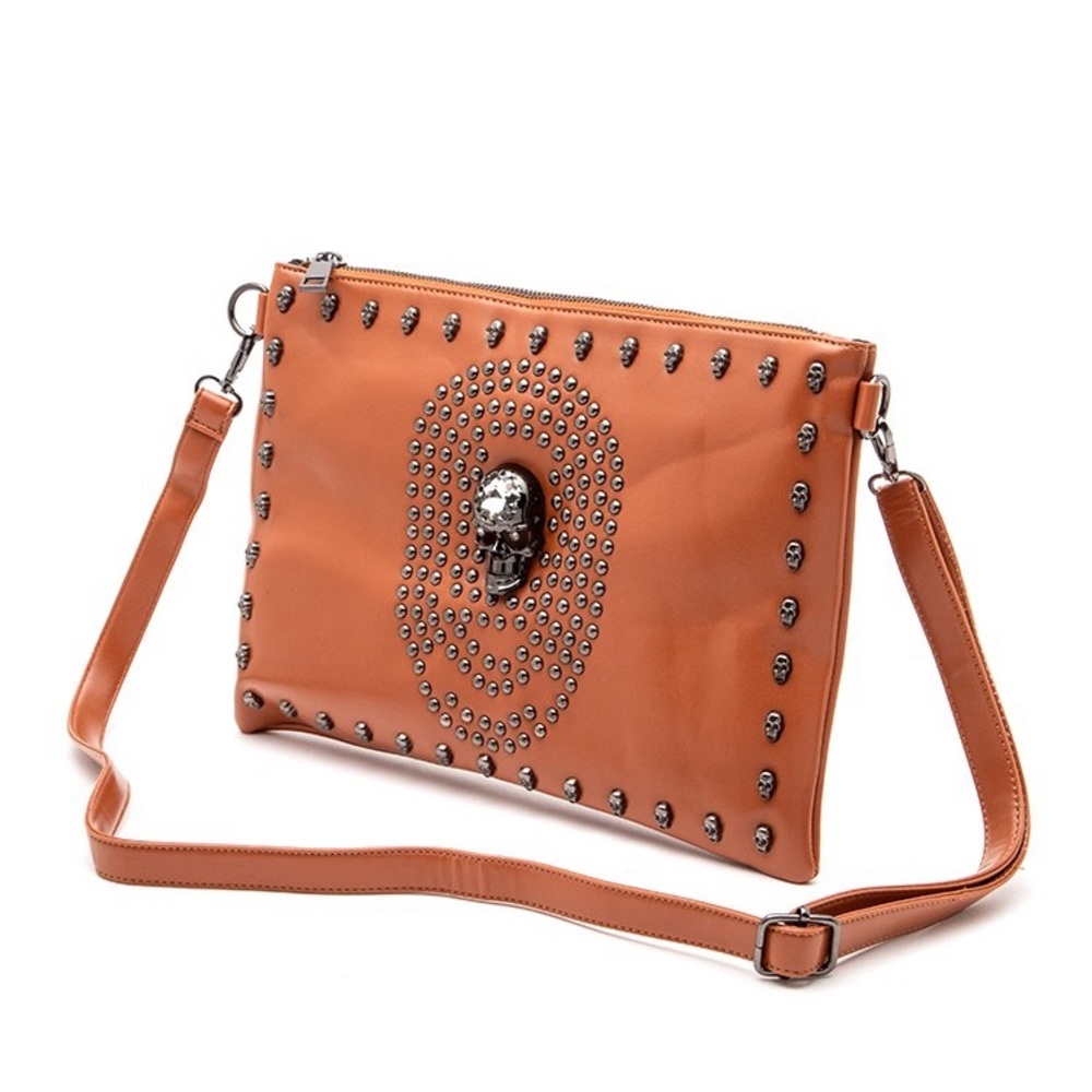 Skull Mix Studs Biker Crossbody Clutch Swing